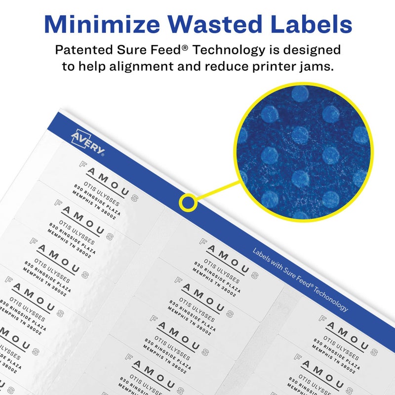 Avery Return Address Labels, Laser Printers, 1,500 Labels, 2/3 x 1-3/4, Permanent Adhesive, 5 Packs (5195) - Image 2